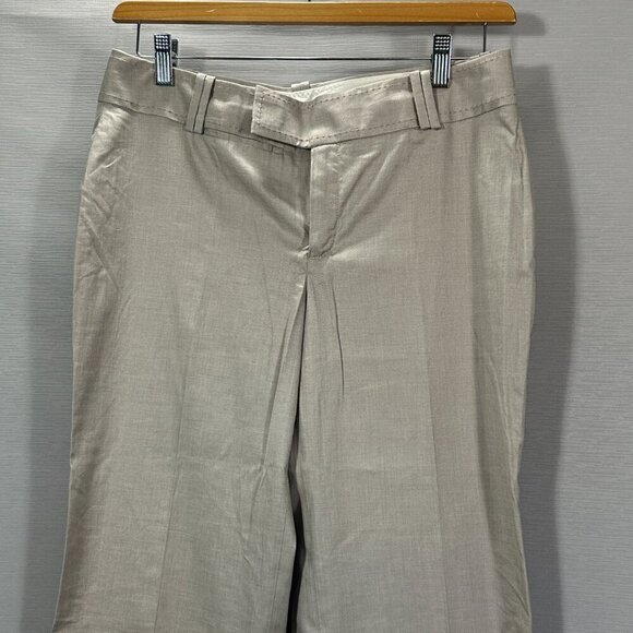 Banana Republic Pants Womens 8 Jackson Fit Tan Cotton Stretch Wide Leg Cuffed - Picture 2 of 10